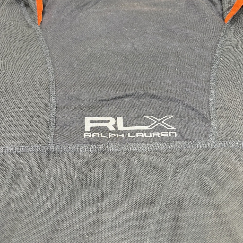 RLX Ralph Lauren Men's Pullover Mock Neck Hoodie Black Orange Trim Size Large - Picture 4 of 16